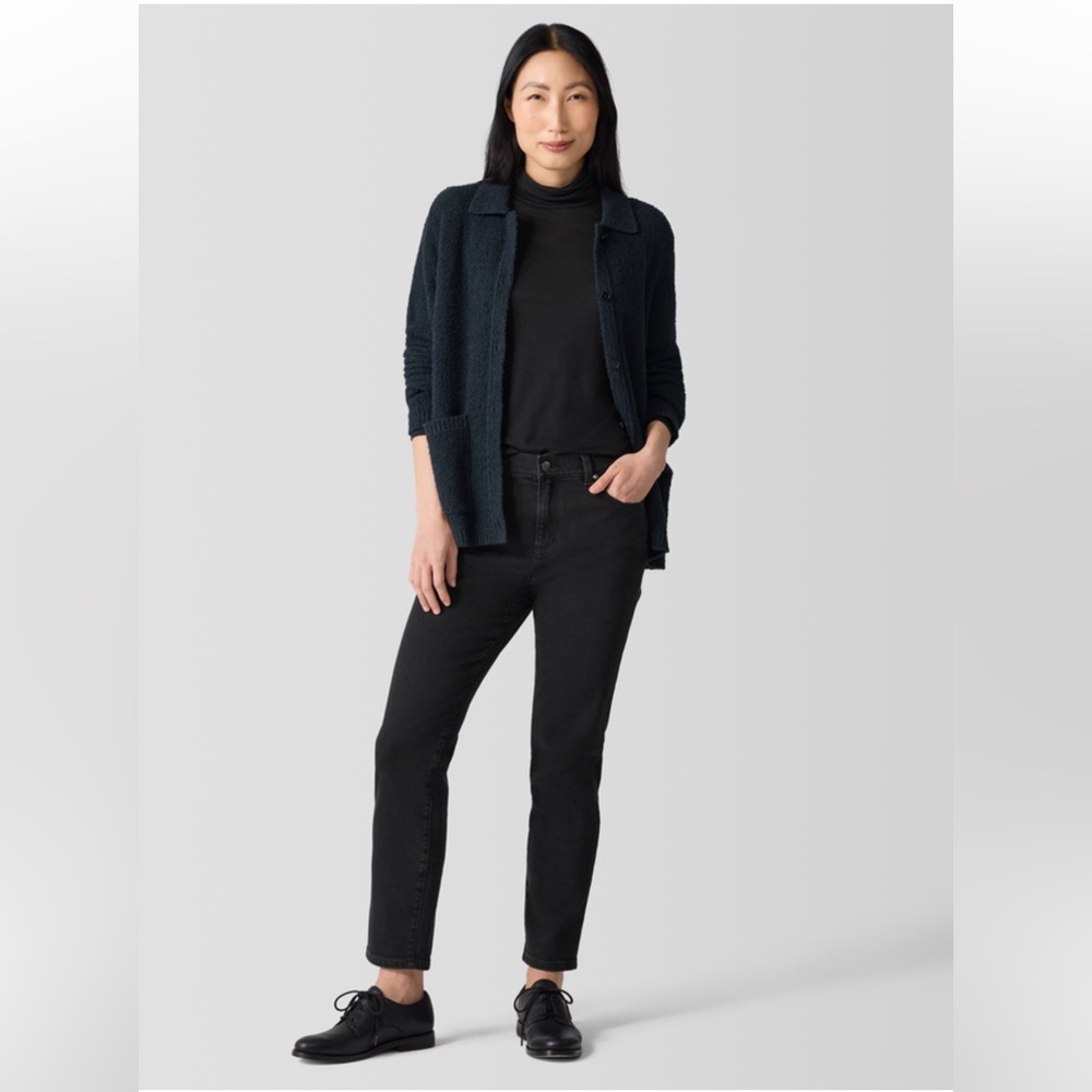 NWT Eileen Fisher Organic Cotton Stretch Denim Slim Jean Size XS Black Hi Rise